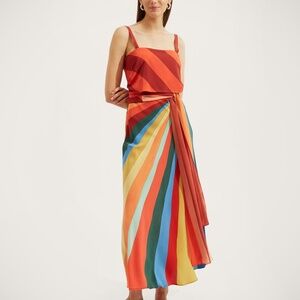 La double J la Scala slip around silk maxi dress in rainbow
